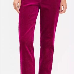 Loft Dark Magenta Corduroy Straight Pants